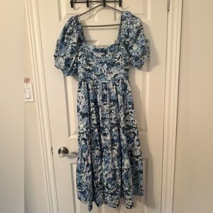 Abercrombie & Fitch Emerson Poplin Puff Sleeve Midi Dress